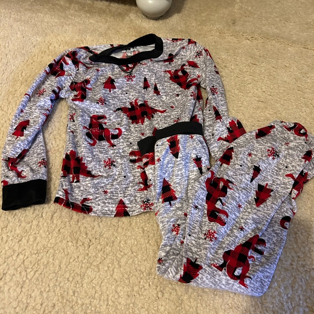 Essentials Kids Pajama Set with Red and Black Patterns